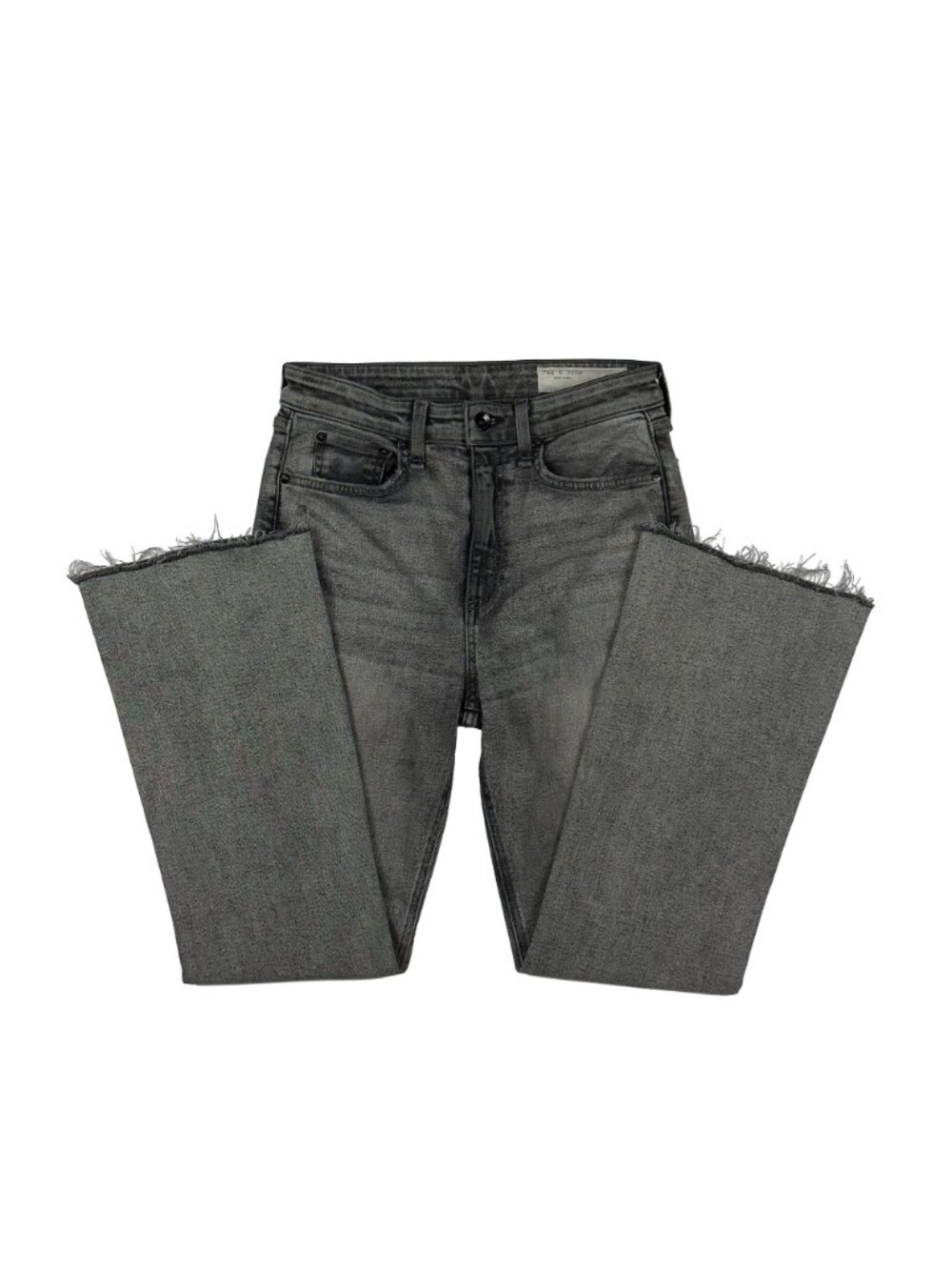 rag & bone Nina High Rise Ankle Flare 27 Raw Hem Broderick Gray Wash - Picture 5 of 13
